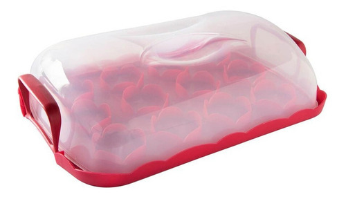 Charola Para Cupcakes Con Tapa 41 X 28 X 12 Cm Nordicware Color Rojo