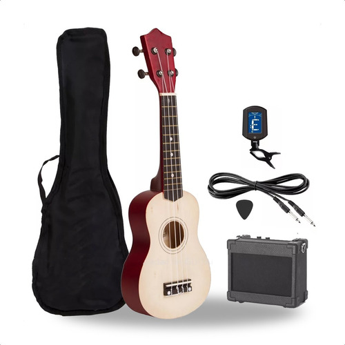 Ukelele Electroacustico Colores Combo Ampli Funda Afinador