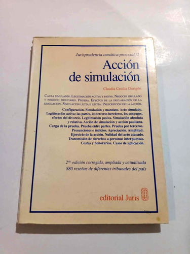 Acción De Simulación-claudia Cecilia Durigón-ed Juris