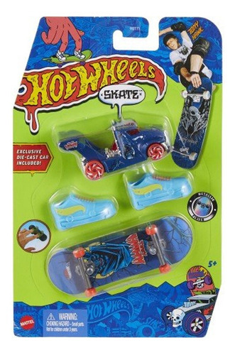 Hot Wheels Skate Dedo C Tenis E Carrinho Tony Hawk Rig Storm Cor Azul