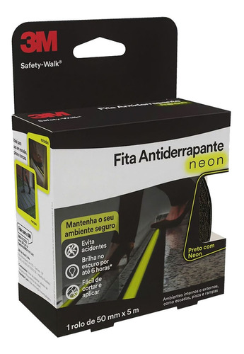 Fita Antiderrapante Fosforescente Neon 50mm 5m Safetywalk 3m