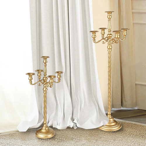 Castiçal Com 5 Ramos Candelabros Dourado 23x63cm