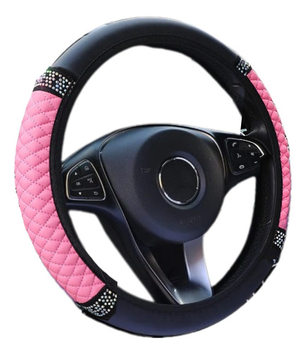 Funda Cubre Volante Accesorio Rosa Auto Mujer Brillos Cuero