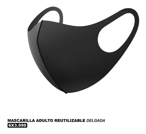 Pack 6 - Mascarilla Reutilizable Negra Lavable - Delgada