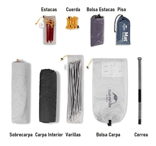 Tenda de acampamento Overtent impermeável Mongar Naturehike cinza claro