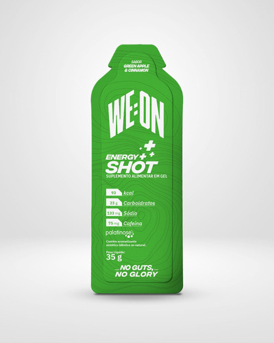 Energy Shot Gel Carboidrato We:on Caixa 10 Sachês - Vegano Sabor Apple & Cinnamon