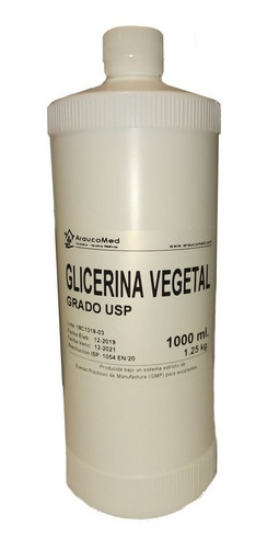 Glicerina Liquida (vegetal) Usp - Frasco 1 Lt (1,25 Kg)
