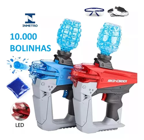 Kit Arminha de Brinquedo Lança Orbeez Gel Automatica Vermelha e