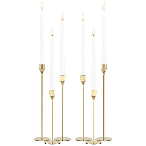 Pnavmg Candelabros Dorados Para Velas Cónicas, Juego De 6 C