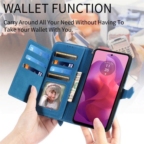 Funda Piel Con Cierre Tipo Cartera Y Cierre Para Motorola