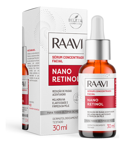 Sérum Facial Concentrado Nano Retinol 30ml Raavi