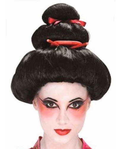 Imagen 1 de 2 de Peluca Geisha Japonesa Disfraz Cotillón