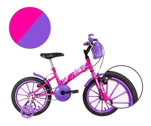 Bicicleta Ultra Kids Feminina Aro 16 Rosa E Lilas