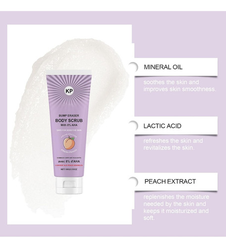 Exfoliante Corporal Con Aroma A Melocotón, 8% De Aha, Nutre
