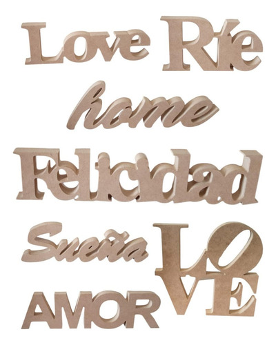 Palabras Decorativas Madera 18 Mm - Home - Love - Amor - Etc