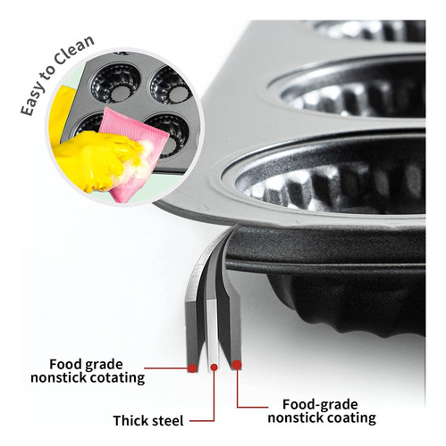 Molde Charola Para 12 Cupcakes Panques Muffin Antiadherente Gris