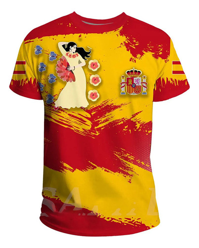 Camiseta Verano Con Estampado 3d La Bandera España