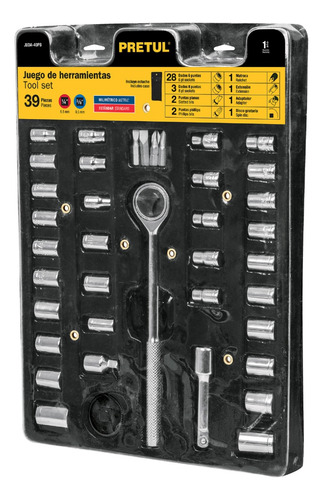 Juego De 39 Herramientas 1/4 Y 3/8 Para Mecánico 23973