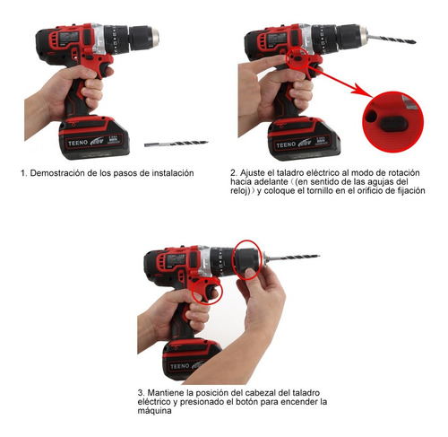 Taladro Rotomartillo 1/2 1*2.0ah Baterias Liti 20v Teeno-916