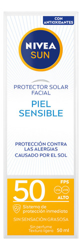 Protector Solar Facial Fps 50+ Nivea Sun Piel Sensible 50ml