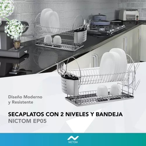 Secaplatos Escurridor Plato 2 Pisos acero cromado