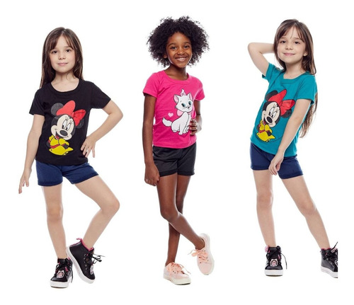  7 Conjunto Shorts Moleton Infantil E Camiseta Meninas