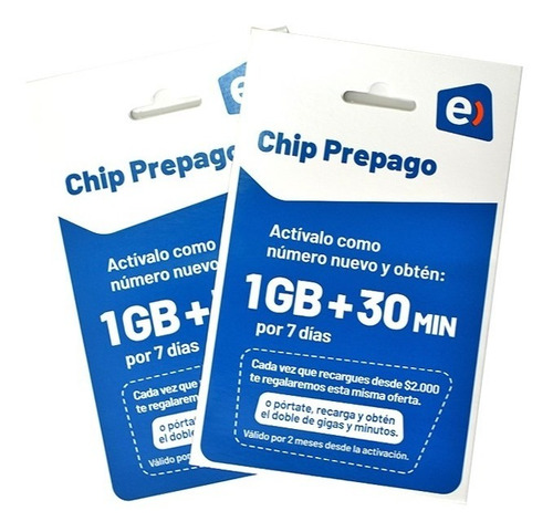 Chip Prepago Entel 1 Gb + 30 Min - Pack 100 Unidades