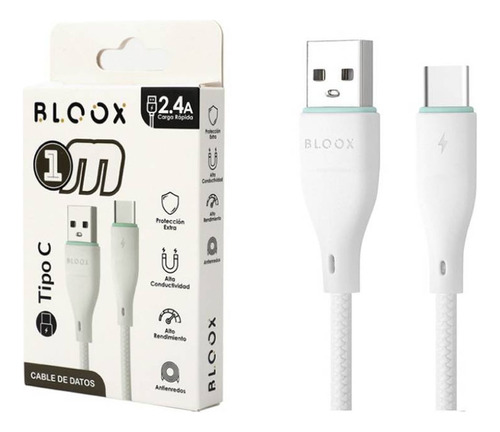 Cable Usb A A Usb C Bloox 1m Dimm Color Blanco