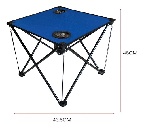 Imagen 5 de 10 de Mesa De Tela Plegable Con Portavasos Con Funda Azul Iael