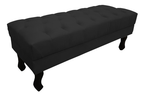 Puff Recamier Baú Luis Xv 1,20m Suede Preto
