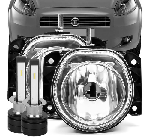 Par Farol Milha Punto 2007 A 2012 Auxiliar + Kit Ultra Led