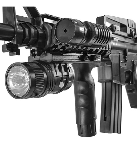 Imagen 3 de 10 de Rifle Airsoft M4 Replica Resorte 6 Mm Laser Linterna Balines