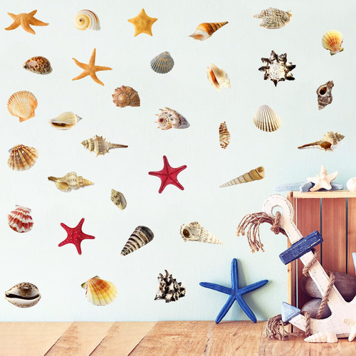 Calcomanías De Pared 3d Bajo El Mar Shell Para Baña, Calcoma