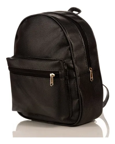 Mochila Mujer Colmena Urbana Eco Cuero Negra Dos Bolsillos - $ 5.180