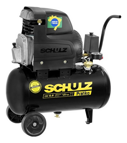 Compressor Schulz Csi 6.6 Pratiko 20 Litros 120 Libras 1.5 C Preto 60 Hz Monofásico