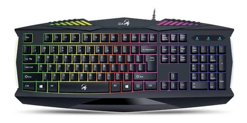 Teclado gamer Genius GX Gaming Scorpion K220 QWERTY español color negro con luz de 7 colores