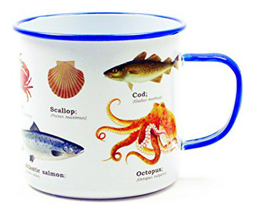 Gift Republic Gr270102 Taza De Esmalte Sealife, Multicolor