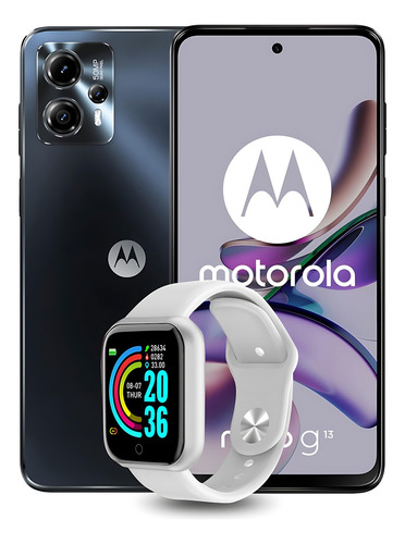 Celular Motorola Moto G13 128gb Gris Oxford 4gb Ram Nuevo + Smartwatch De Regalo