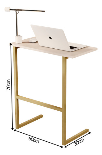 Mesa Multiuso Industrial Notebook Thor Perola Base Dourada