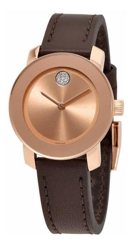 Reloj Mujer Movado 3600438 Cuarzo 30mm Pulso Marron En Cuero