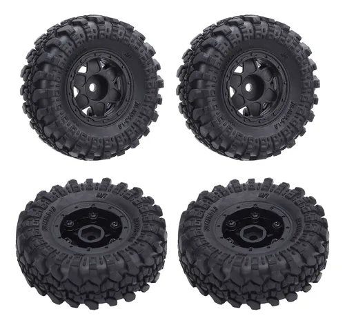 Set De 4 Neumáticos De Plástico Para Coche RC 1/10 | Compatibles Con Axial Crawler | Agarre Todoterreno