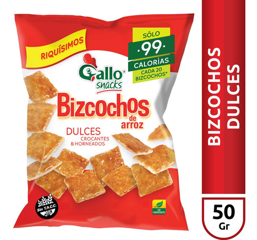 Imagen 2 de 6 de Bizcochos De Arroz Dulces Gallo Snacks - Sin Tacc