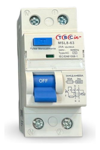 Disyuntor Diferencial 25a Bipolar 30ma Monofasico