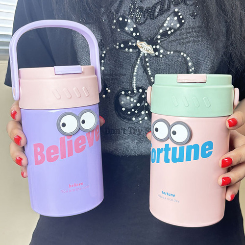 Taza Portátil De Acero Inoxidable Con Pajita