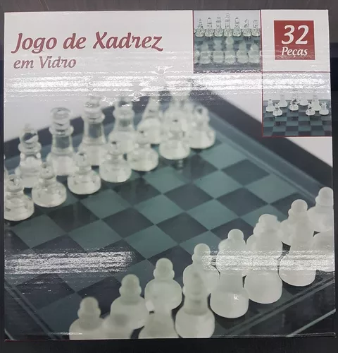 JOGO DE XADREZ COM TABULEIRO E PEÇAS DE VIDRO 25X25CM - IM42046