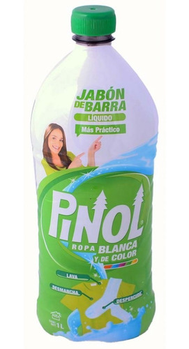 Detergente Líquido Pinol Ropa Blanca Y De Color 1 Lt