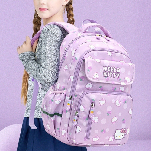 X Mochila Infantil Morada De Hello Kitty Fashion Con Dibujos A