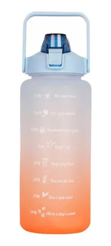 Imagen 2 de 5 de Termo Botella De Agua Motivacional Con Pitillo 2 Litros