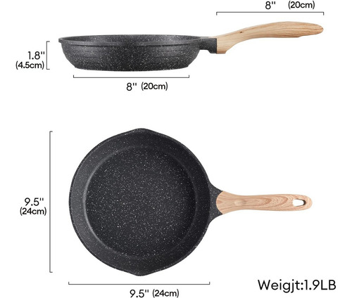 Sartén Jeetee Antiadherente Con Piedra De Mármol, 24 Cm, Bas