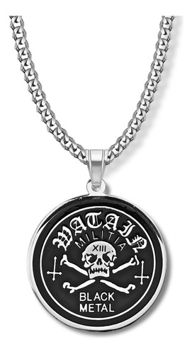 Collar Hombre Y Mujer Dije Color Plata Banda De Metal Watain